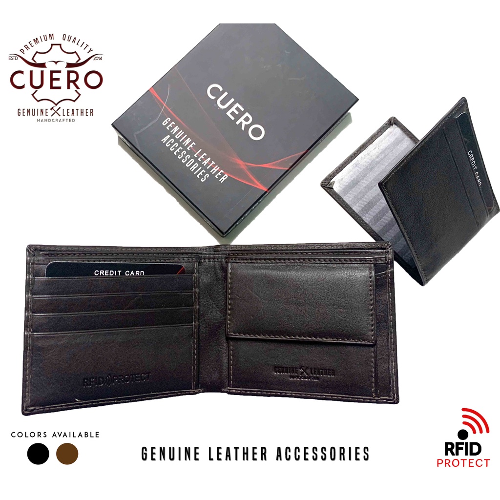 CUERO - Genuine Nappa Leather Mens Wallet with Detachable Card Folio ...