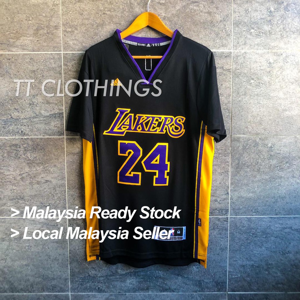 SALES RAYA!!] Kobe Bryant #24 Lakers Black Retro Sleeve NBA