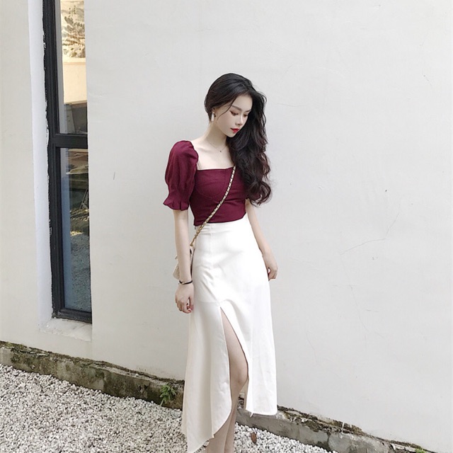 Crop top and outlet long pencil skirt