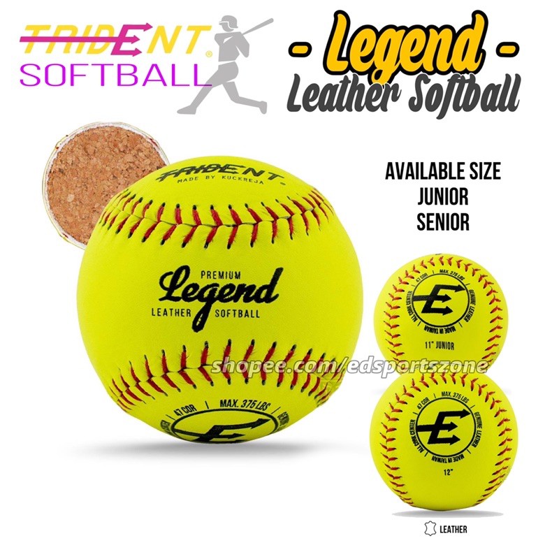 Trident Softball Ball Softballs Bola Sofbol Match Training Shopee