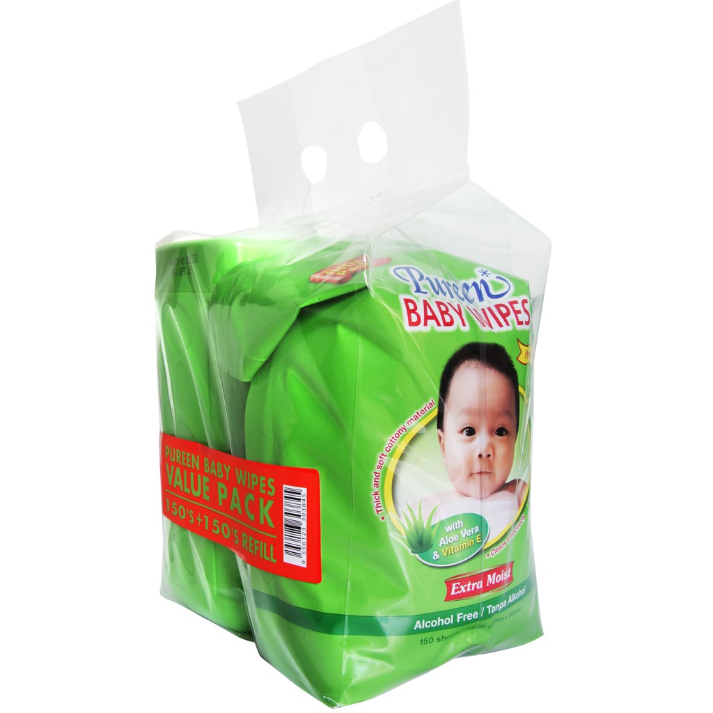 Pureen Baby Wipes Wh Jar (150's) + Refill (150's) Shopee Malaysia