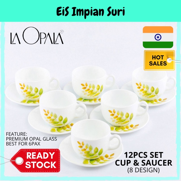 (Ready Stock!!) LaOpala 12pcs Premium Opal Cup & Saucer Set Cawan