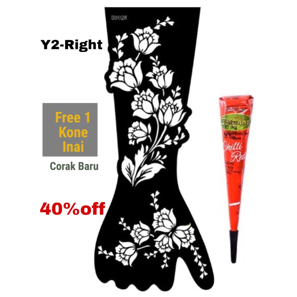 Inai Sticker Corak Inai Baru New Henna Stencils Designs 2020 | Shopee ...