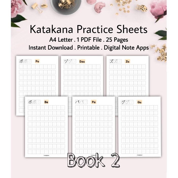 Japanese katakana hiragana books practice sheets learn language ...