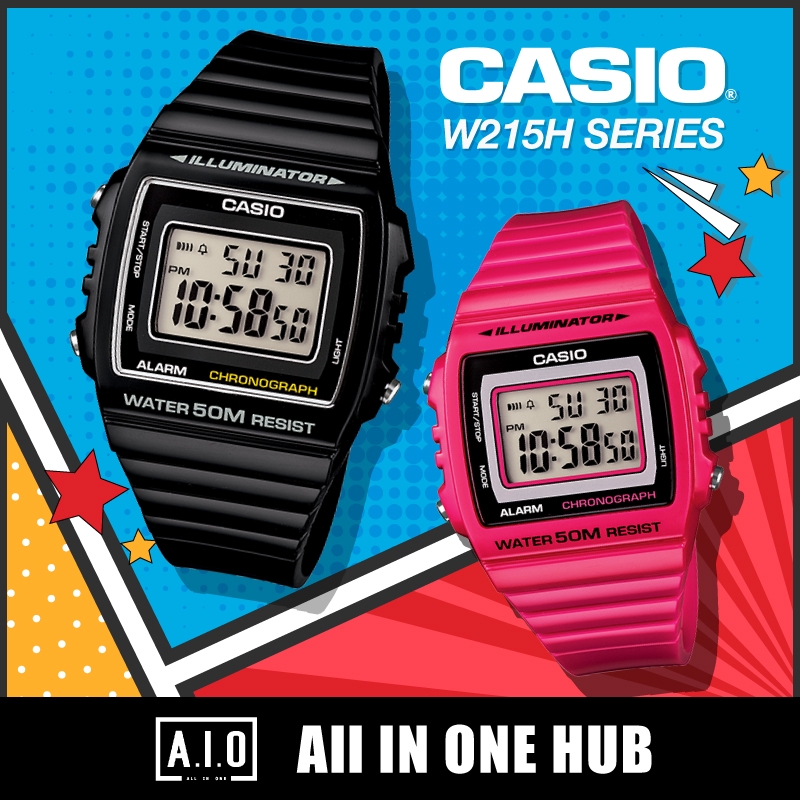 100 Authentic Casio W 215H W215H Series Youth Digital Watch. Includes 1 Year Warranty