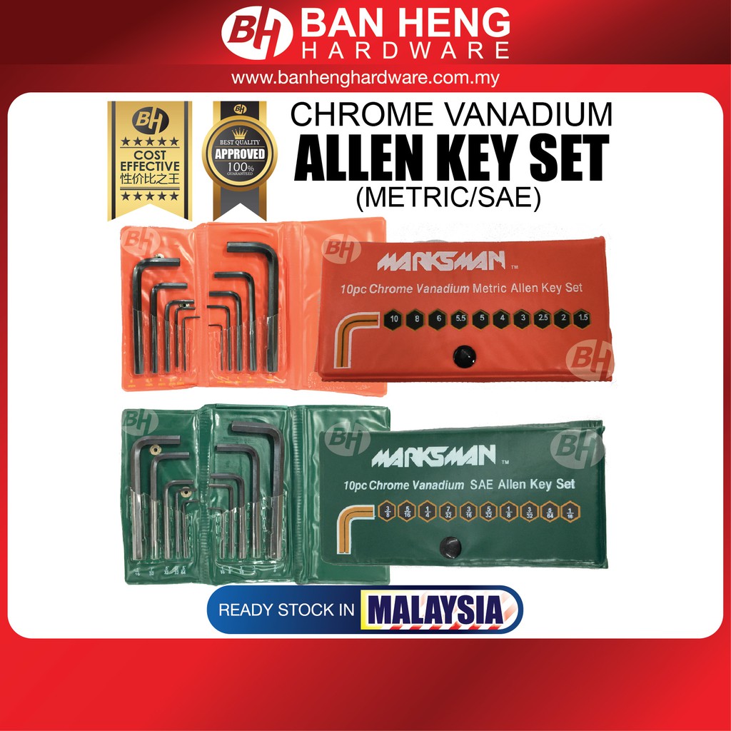 Metric Hex Keys 9-Piece Allen Hex Key Set L-Shape - Chrome Vanadium Steel  1.5-10mm For DIY \u0026 Repair Bike Repair Tools, image size:1024x1024