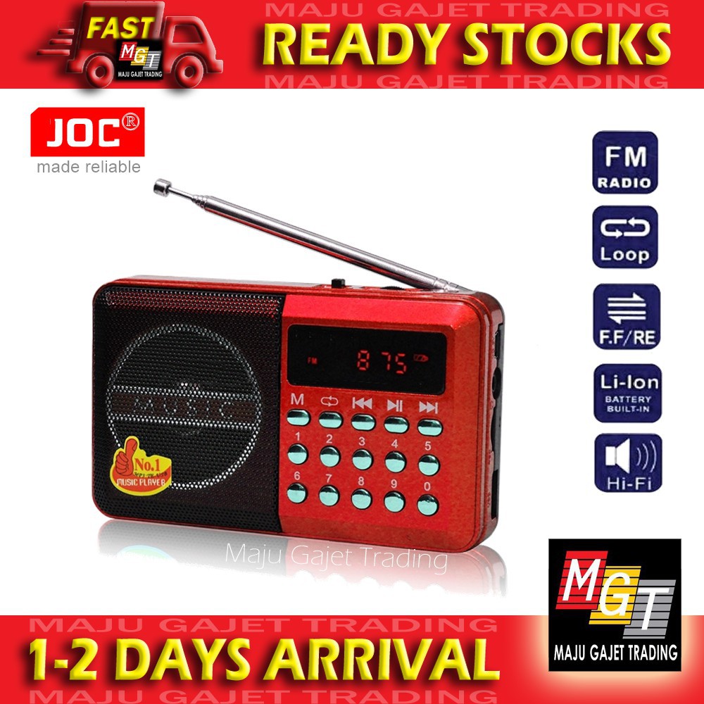 Original JOC Radio Rechargeable MP3 Player FM Radio H011UR | Shopee ...