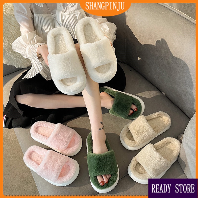 kasut dalam rumah Man Women Indoor Home House Slippers Thick Plush Home ...