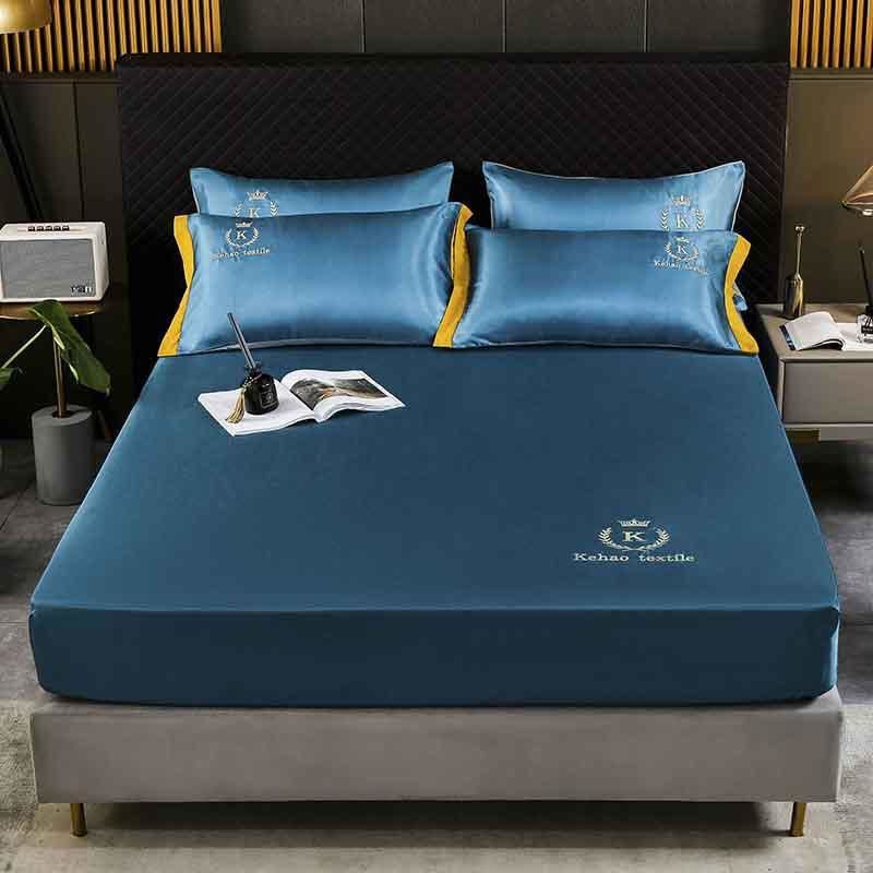 Ice Silk Fitted Bedsheet King Queen 3in1 Single 2in1 Bed Sheet Getah ...