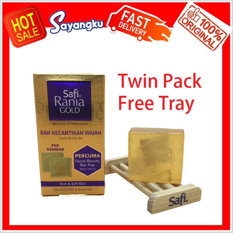 Safi Rania Gold Facial Beauty Bar Pek Kembar Free Safi Tray - 65g ...