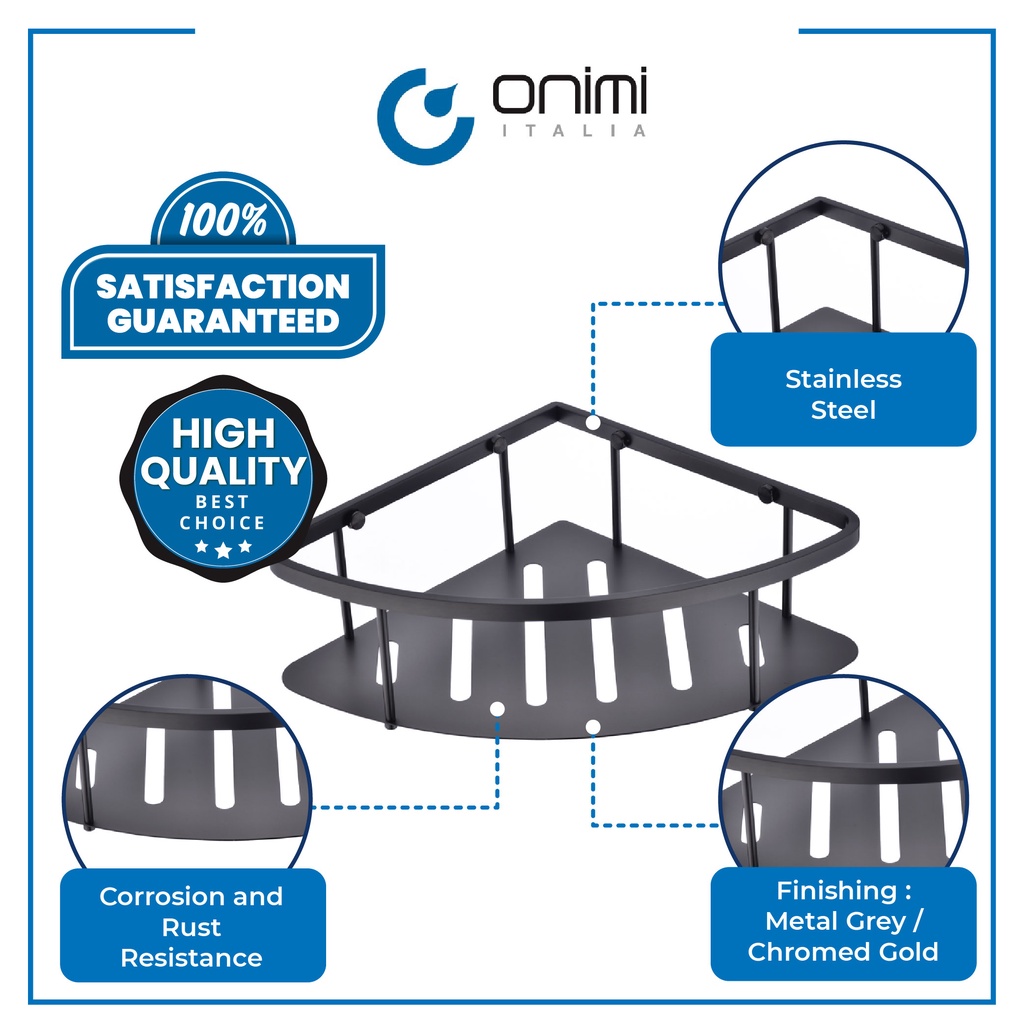 Onimi Italia - Bathroom / Toilet Corner Flat Shelf - Model GFS29022