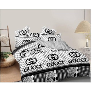 NEW HOTEL Cadar Kain Sejuk Lembut Branded Luxury Premium LV Channel Gucci  Single Queen Bedding Bedsheet With Pillow Cover