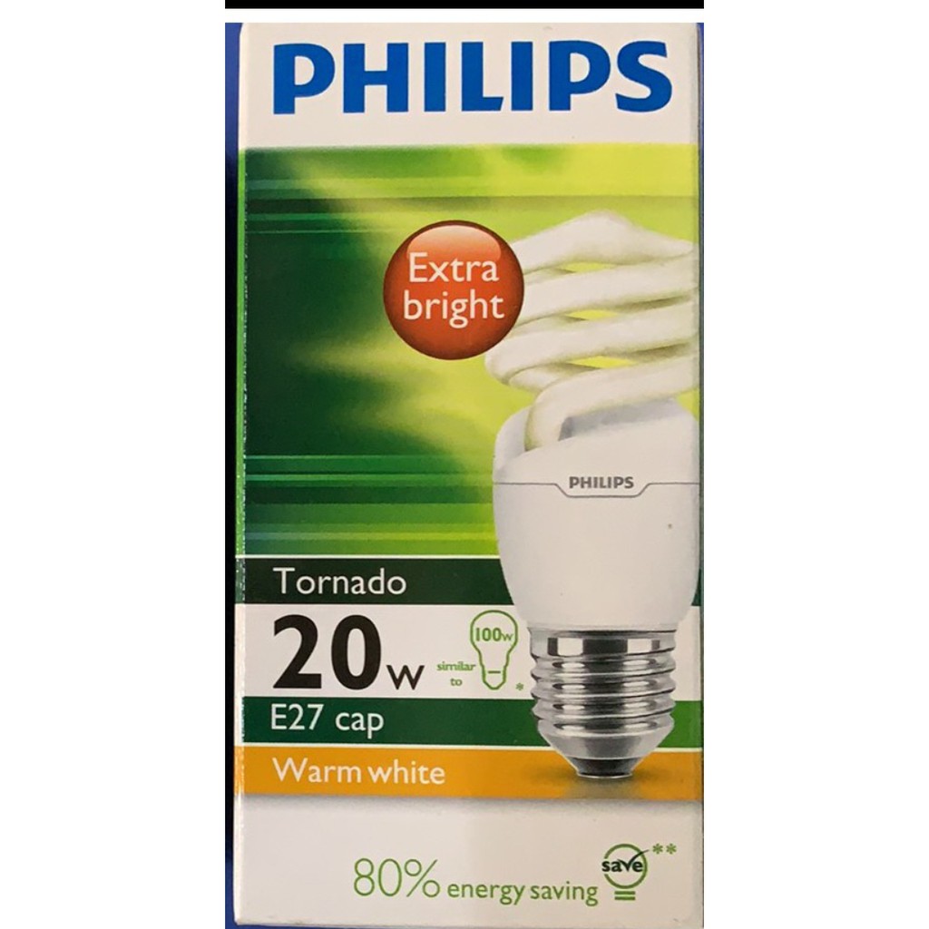 Philips Tornado spiral 80% energy saving bulb (15w/ 20w/ 23w/ 24w ...