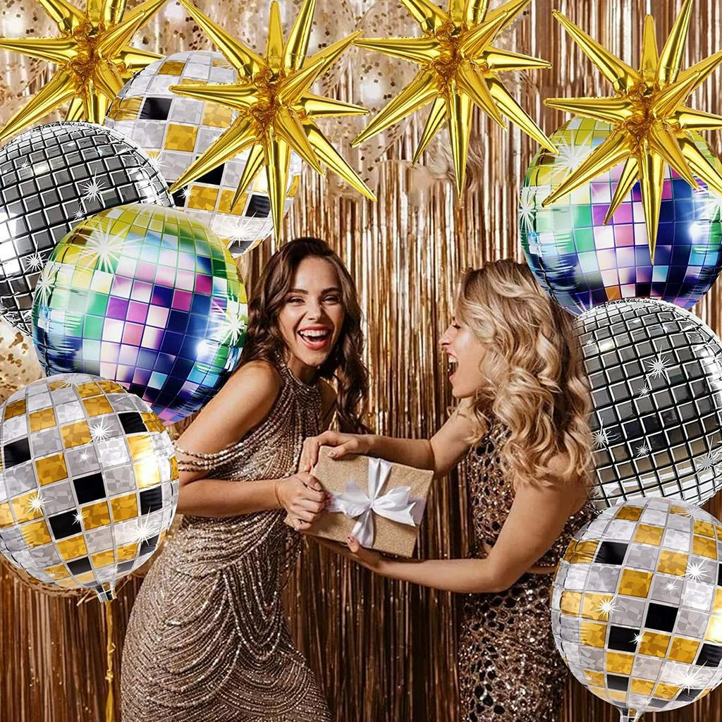 Pcs Disco Ball Balloons Huge Gold Explosion Star Aluminum Foil