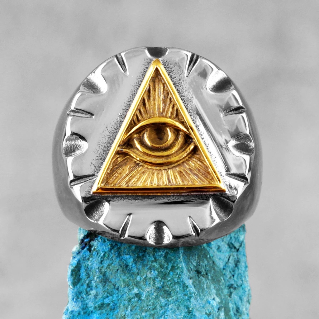 Freemason Illuminati Triangle Masonic Stainless Steel Mens Rings Punk ...