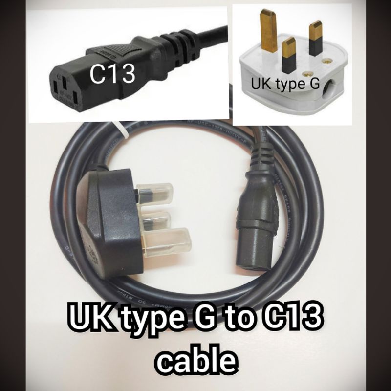Power cord UK Type G plug to C13 USED item in good condition Shopee Malaysia