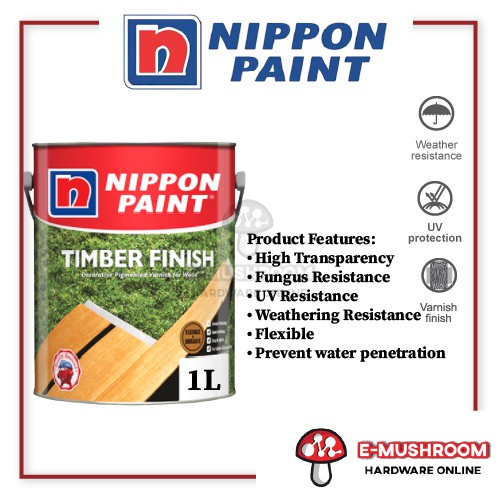 1L Nippon Paint Timber Finish Cat Varnish Kilat Shellac Kayu Syelek ...
