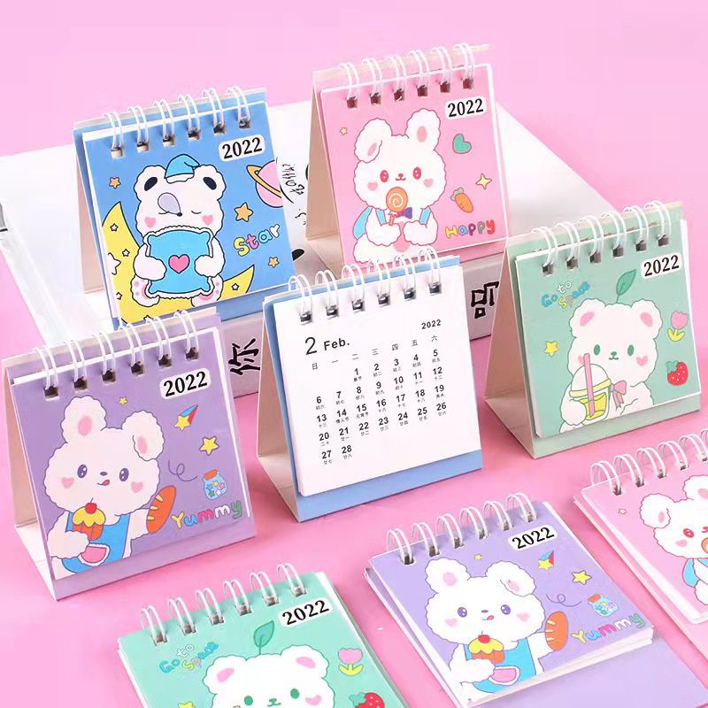 Kiandaa Km0003 Kalender Table 2022 Mini Small Motif Cute Korea Calendar