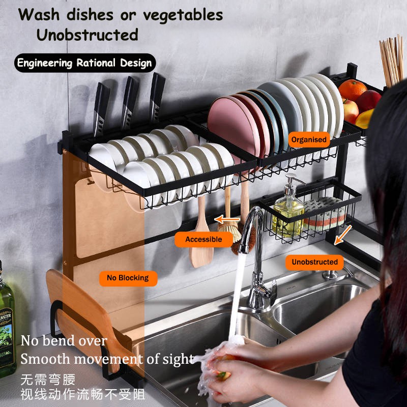 Powder Coated Stainless Steel Drainer Rack / Kitchen Basin Rack 85cm ...