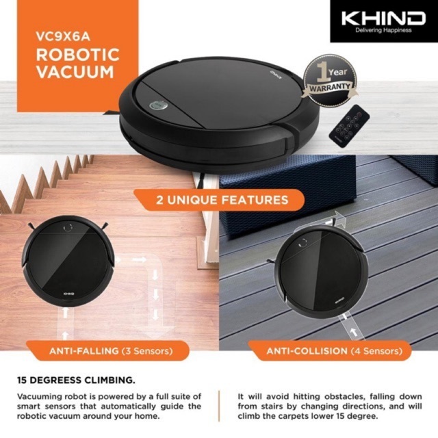 Khind Robotic Vacuum Cleaner Vacuum & Mop FULLY Auto Charging VC9X6A