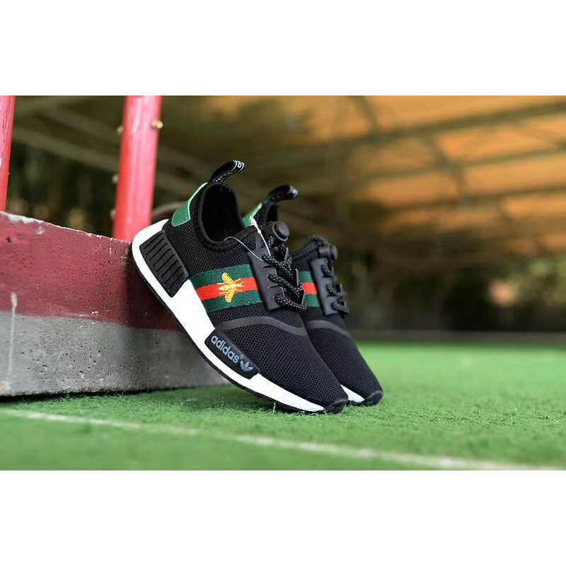 Kevin ready stock original Adidas nmd x gucci white black bee women men running shoes