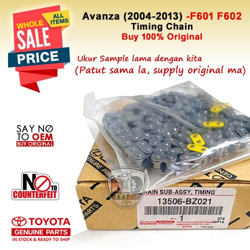 (100 Original) Avanza (200415) Timing Chain F601 F602 F651 F652 F700 13506BZ021 1350697401