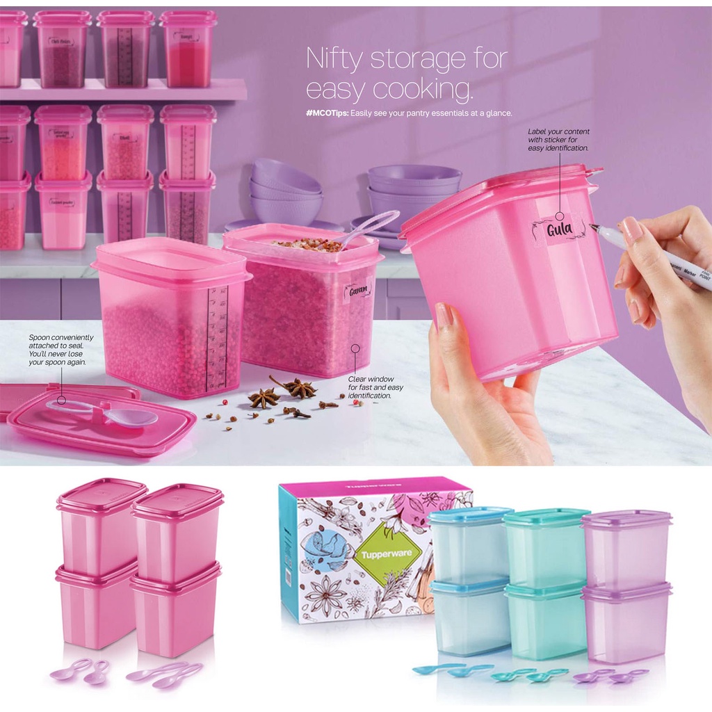 TUPPERWARE Umami Collection Set 500ml / Shelf Savers with Spoon 840ml ...
