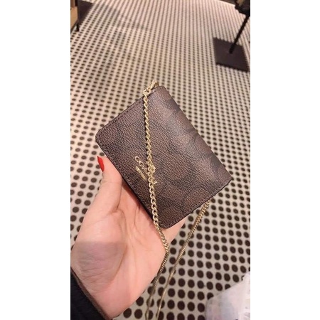 Coach 6650 Mini Wallet On A Chain In Signature Canvas Brown