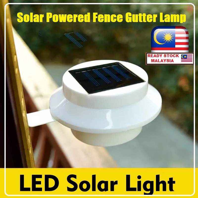 💡 New Stock 💡 Solar Power Fence Gutter Lamp 3 Led Flash Bulb Light ...