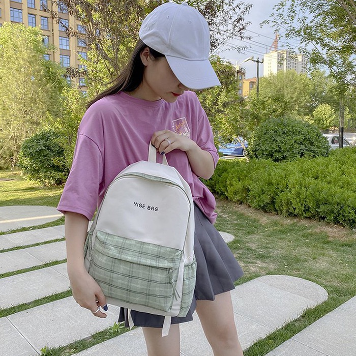 BBD Student Backpack Plaid Pattern Schoolbag BG859 Beg Sekolah | Shopee ...