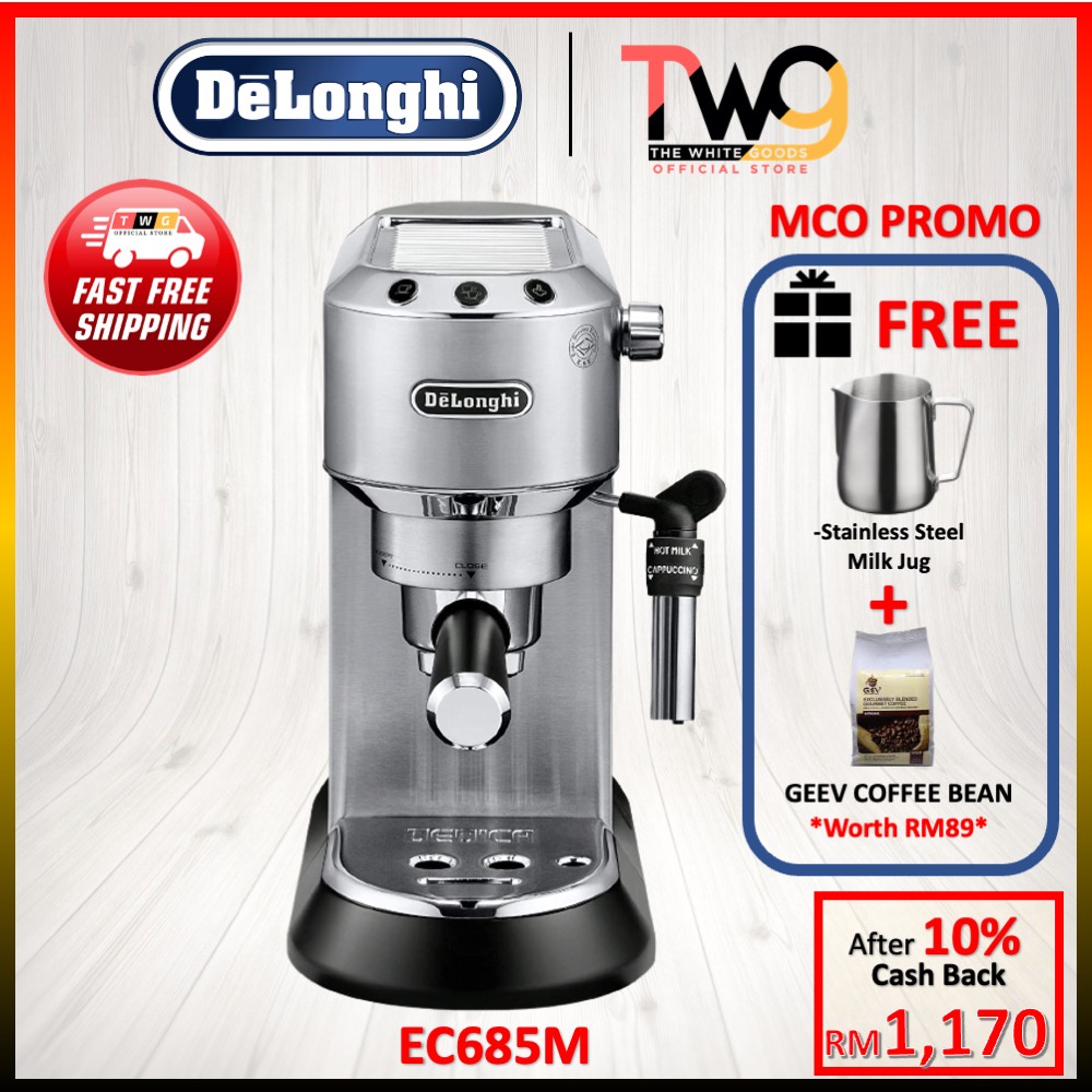 [FREE SHIPPING + 2 GIFT] DELONGHI EC685M DEDICA 15Bar Pump Espresso