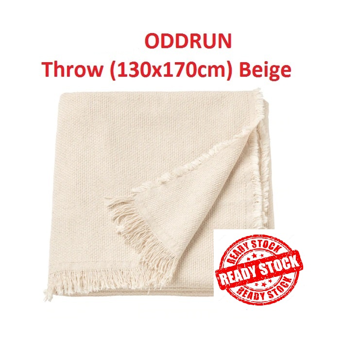 ODDRUN Throw Beige Natural Colour 130x170cm 503.957.92 Ready Stock Shopee Malaysia