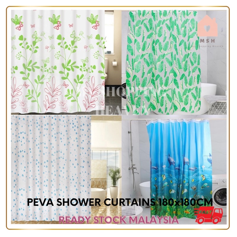 MSH PEVA Shower Curtains 180 x 180cm / Langsir Bilik Air Waterproof