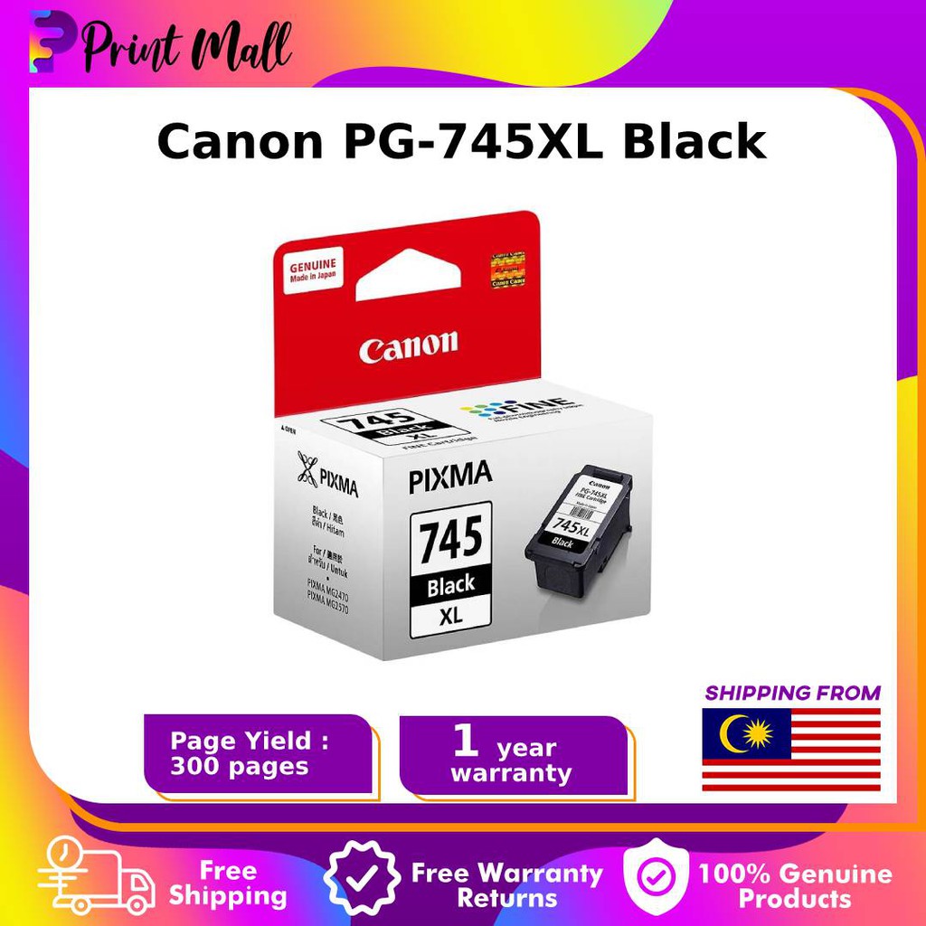 Canon PG745XL Black Genuine Ink Cartridge For iP2870S/MG2577S/3070S