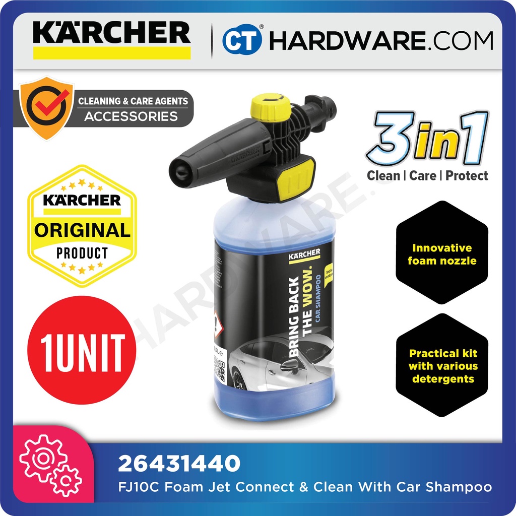KARCHER 26431440 FJ10C FOAM JET CONNECT 'N' CLEAN WITH CAR SHAMPOO 3-IN ...