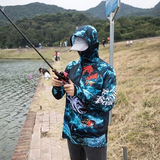 Angler] Breathable Quick-Drying Long-Sleeved Hooded Fishing