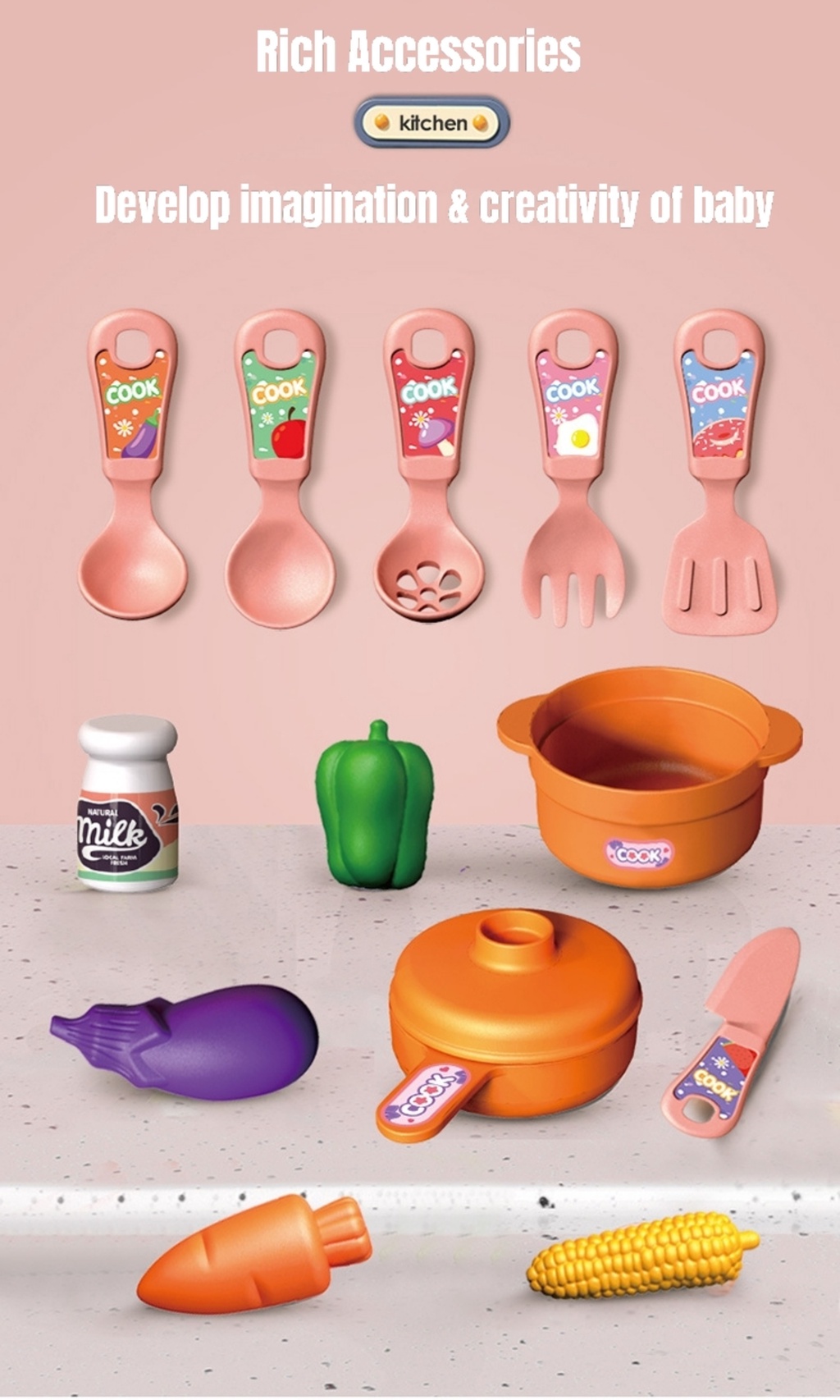 Mini Kitchen Cooking Toys for kids Pretend Play Set Mainan Masak