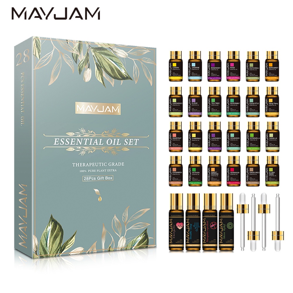 MAYJAM 28 Pcs Essential Oils Set 100% Natural Plant Breathe Easy Stress ...