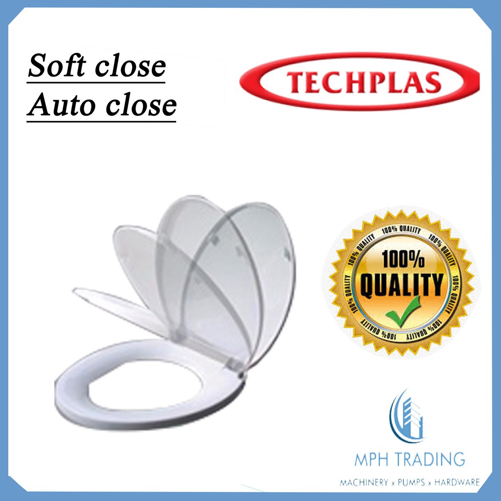 Techplas 4127 Premium Toilet Seat Cover With Soft Close Auto Close Feature Elite White