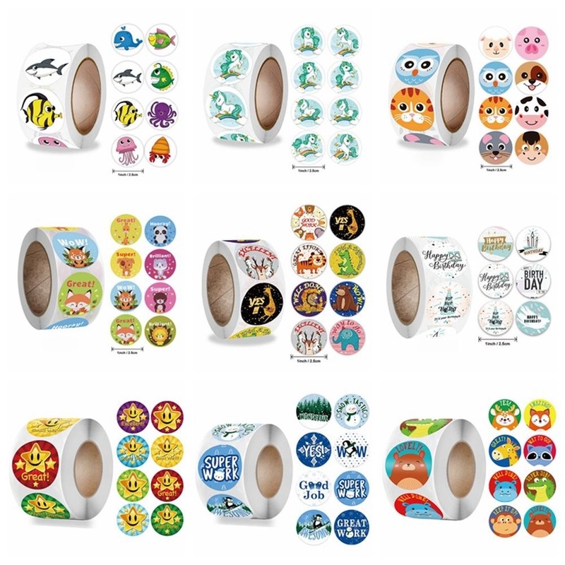 500pcs Cute Cartoon Animal Stickers Teacher Reward Stickers for Kids ...