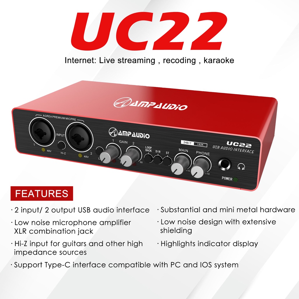 AmpAudio UC22 (3rd Gen) USB Audio Interface | Shopee Malaysia