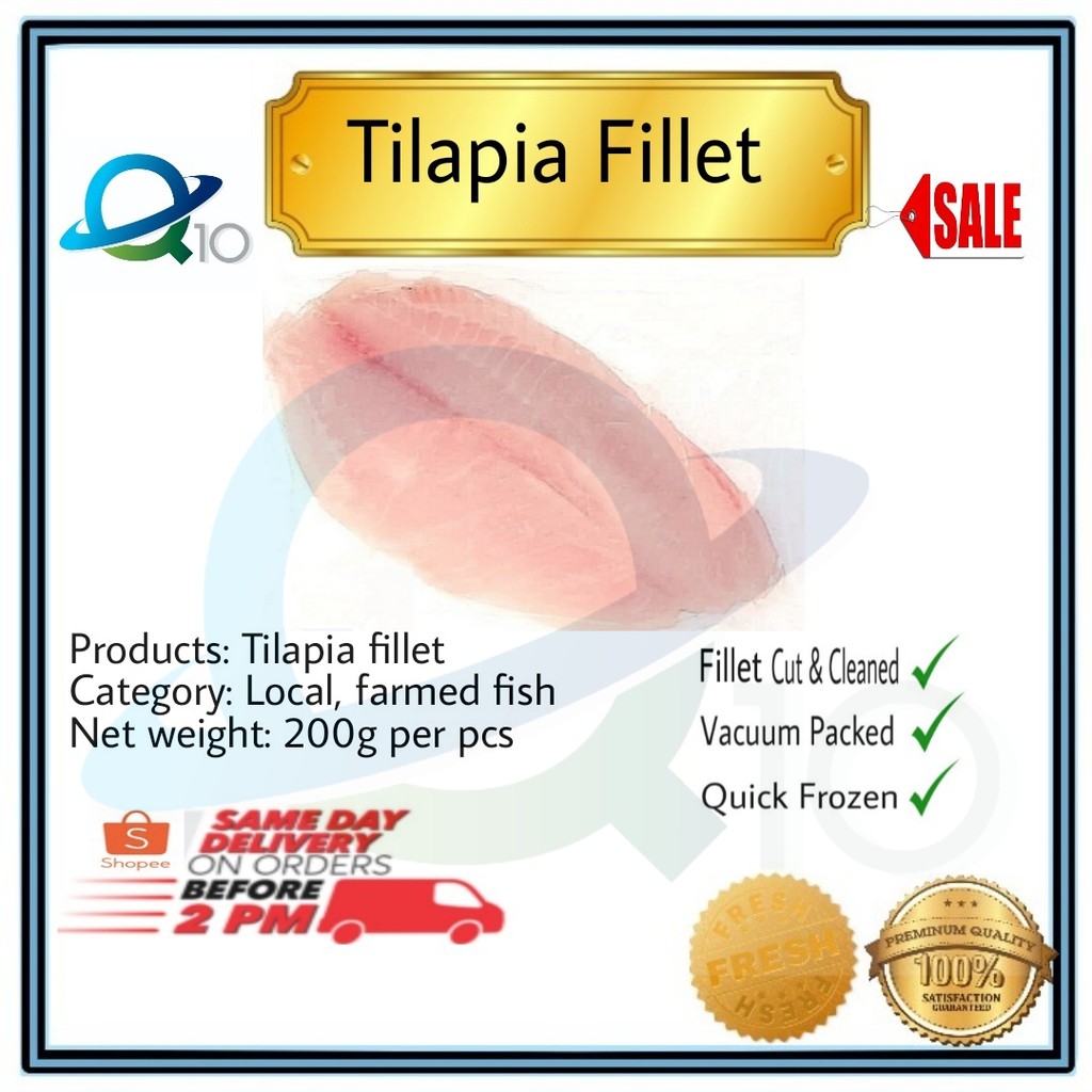 Ikan Tilapia Filet / Fillet Tilapia Fish / 富贵鱼片, 200G+/ Shopee Malaysia