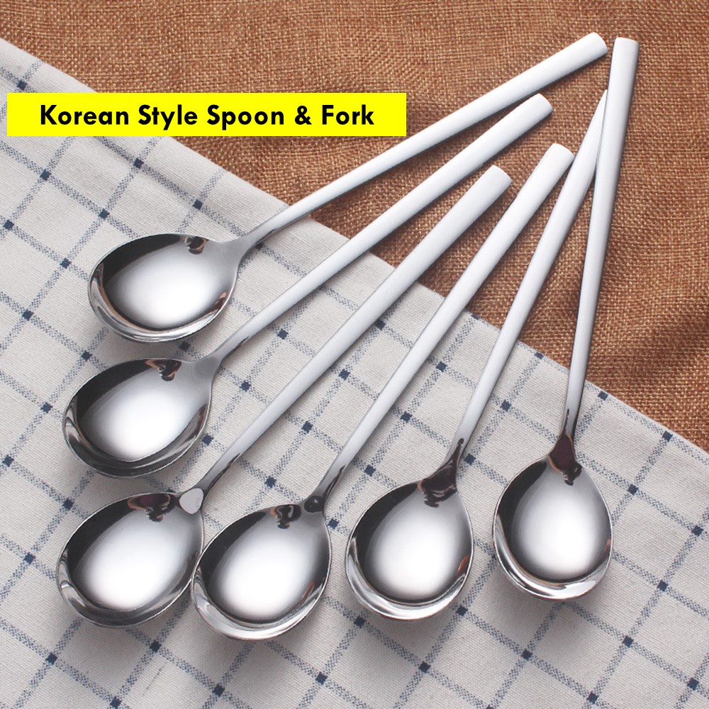 high-quality-korean-stainless-steel-spoon-fork-sudu-garfu-korea