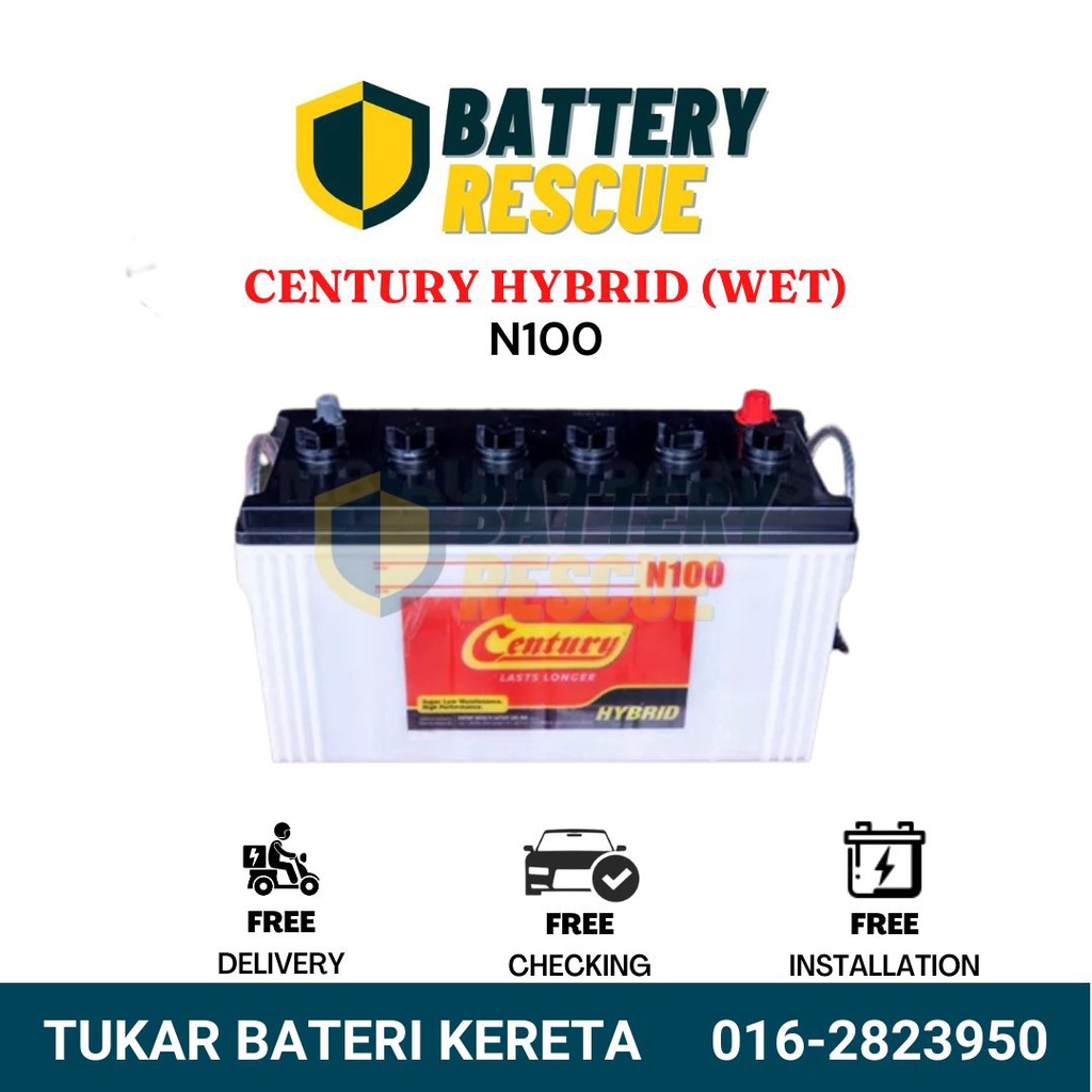 [installation Provided] N100 Century Hybrid Wet Car Battery Bateri