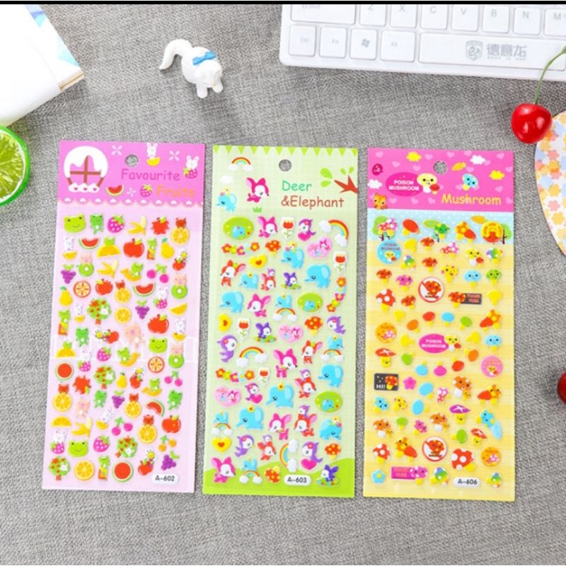 Cute Cartoon Animal 3D Bubble Sticker Kids Gift Journal DIY Diary Album ...