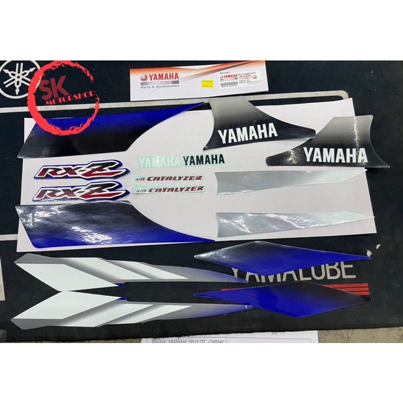 GRAPHIC SET / BODY STICKER BIRU GREY YAMAHA RXZ - CATALYZER / 5PV 100% ...