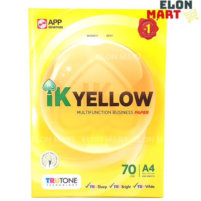 IK Yellow A4 Paper 70 gsm 450 Sheets (1 Ream) | Shopee Malaysia