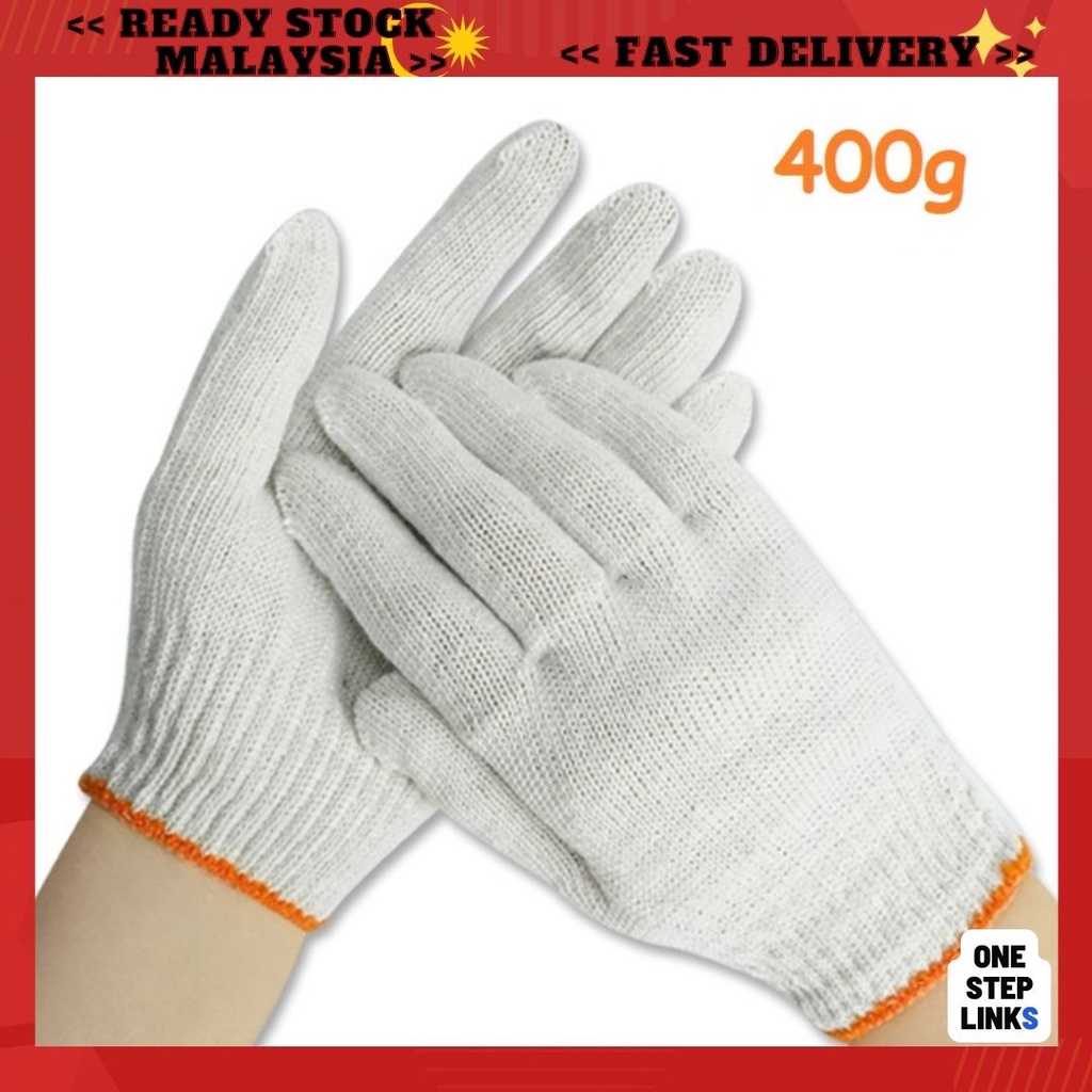 1 pair Cotton Knitted Hand Safety Glove Handgloves Sarung Tangan 400g