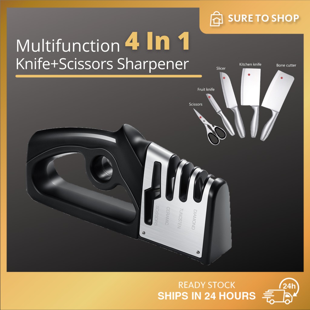 4 In 1 Multifunctional Sharpener Scissors Sharpener Knife Sharpner ...