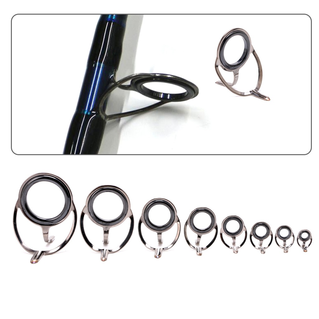 8Pcs 6# - 30# Stainless Steel Eye Rings Fishing Rod Guides Tips Line ...